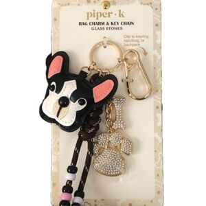 🖤🔹️ Piper K 🔹️French Bulldog Boston Terrier Dog Lover Bag Charm & Key Chain